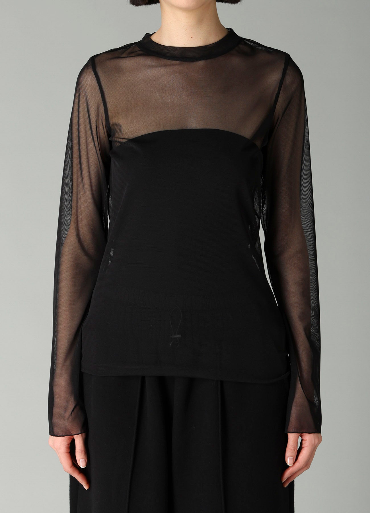 WOOLY TULLE CREWNECK LONG SLV T