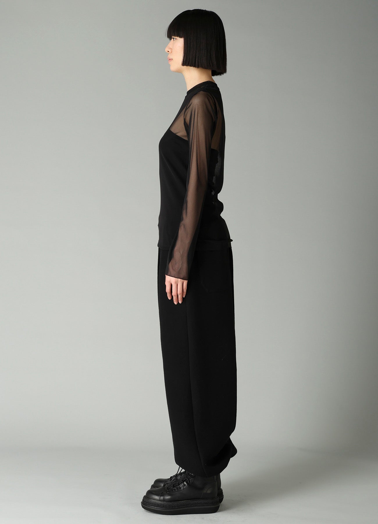 WOOLY TULLE CREWNECK LONG SLV T