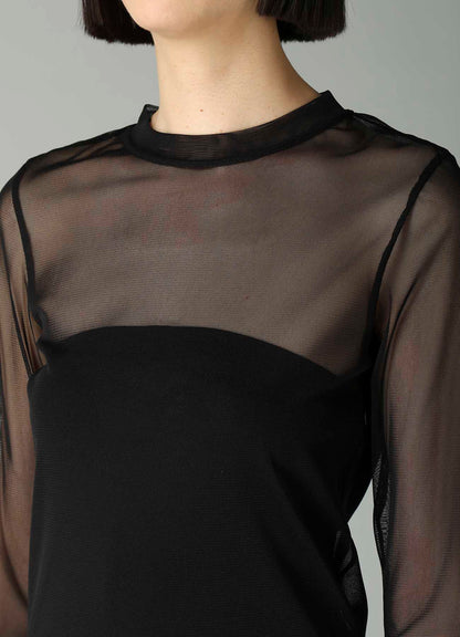 WOOLY TULLE CREWNECK LONG SLV T