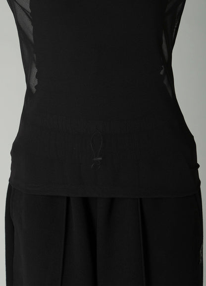 WOOLY TULLE CREWNECK LONG SLV T