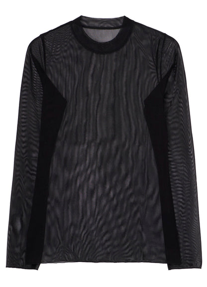 WOOLY TULLE CREWNECK LONG SLV T