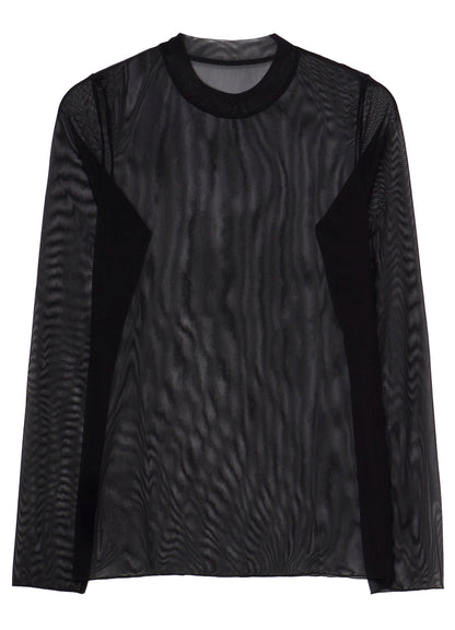 WOOLY TULLE CREWNECK LONG SLV T