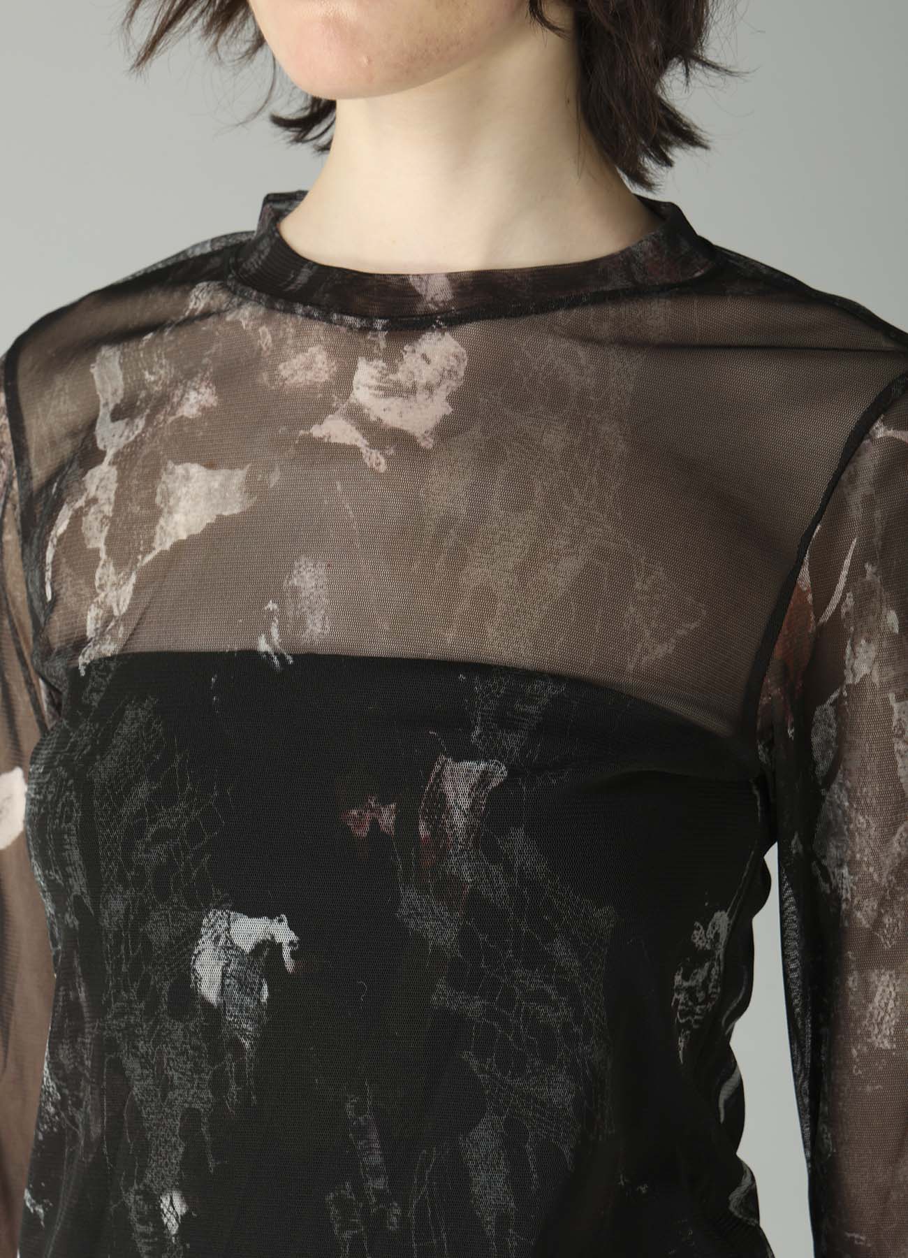 WOOLY TULLE PT CREWNECK LONG SLV T