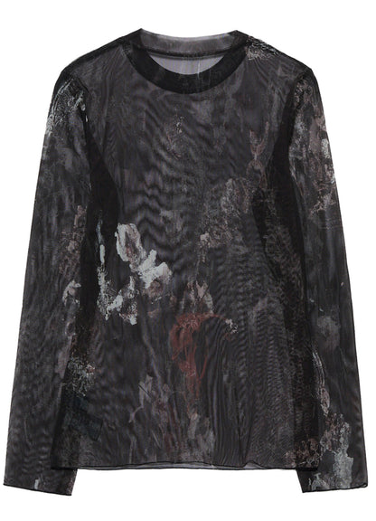 WOOLY TULLE PT CREWNECK LONG SLV T