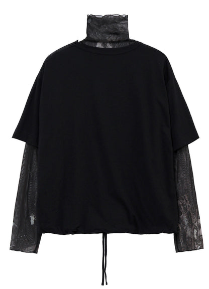 COMBED SINGLE JERSEY DOUBLE LAYERED HIGHNECK T