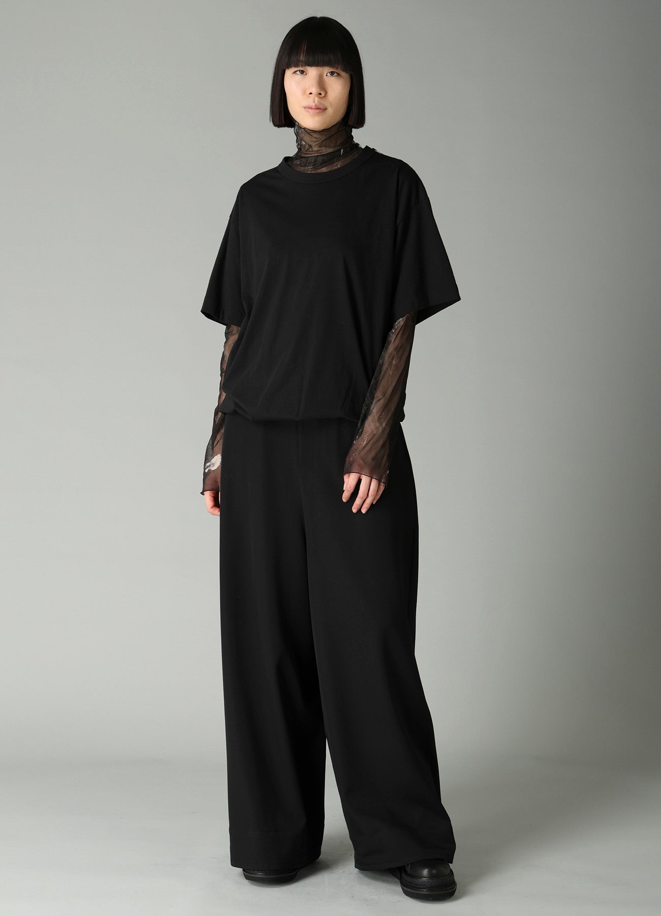 COMBED SINGLE JERSEY DOUBLE LAYERED HIGHNECK T – THE SHOP YOHJI