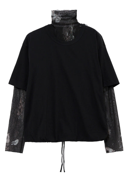 COMBED SINGLE JERSEY DOUBLE LAYERED HIGHNECK T