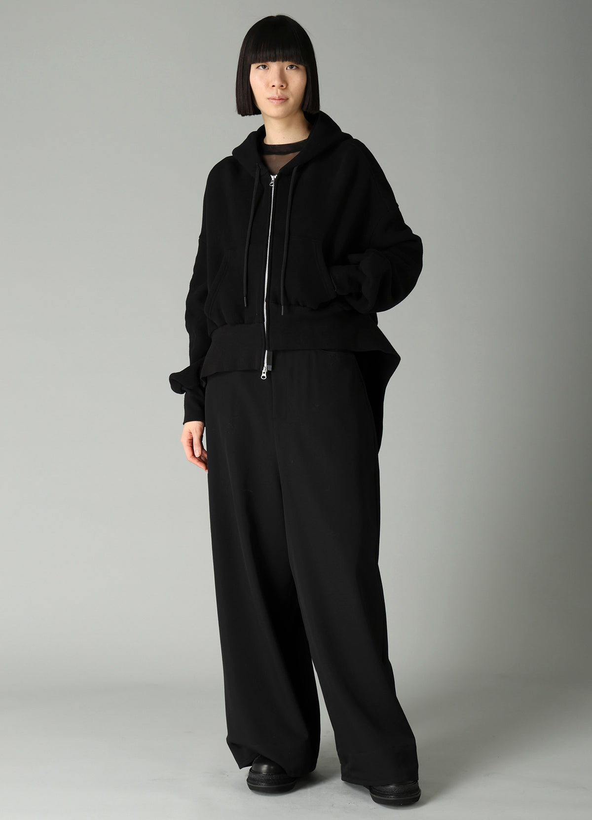 Liy/C BRUSHED FRENCH TERRY UNBALANCED HOODY
