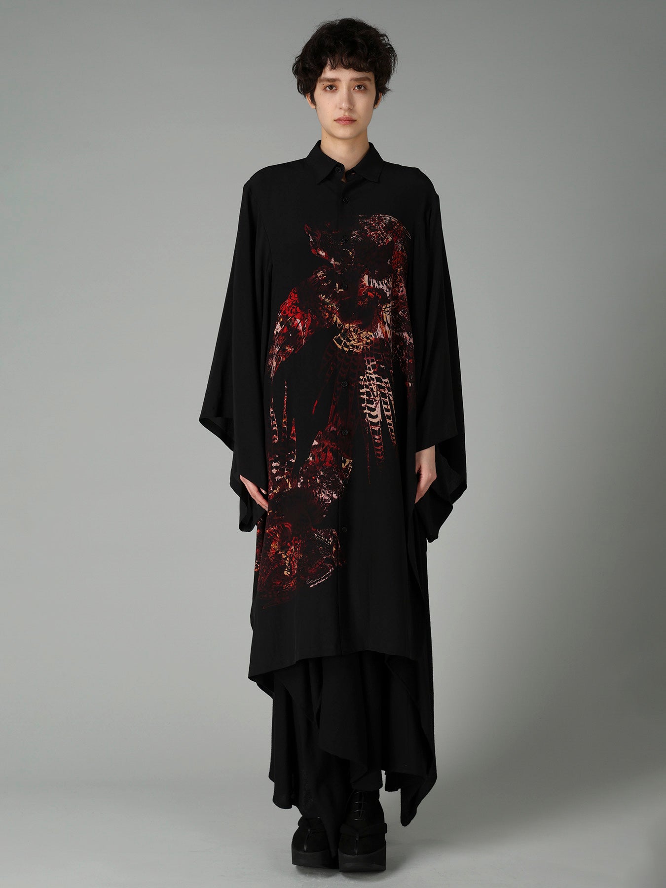 14MOMME DE CHINE PT ASYMMETRIC KIMONO BLOUSE