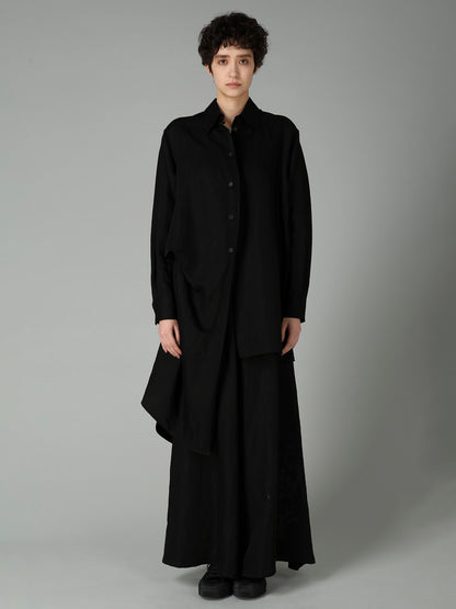 Li/Cu TWILL TUCK&DRAPE BLOUSE