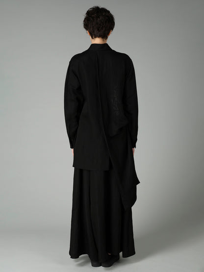 Li/Cu TWILL TUCK&DRAPE BLOUSE