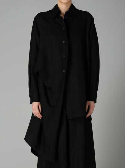 Li/Cu TWILL TUCK&DRAPE BLOUSE