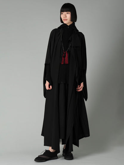 16MOMME DE CHINE KNIT COMBI KIMONO COAT