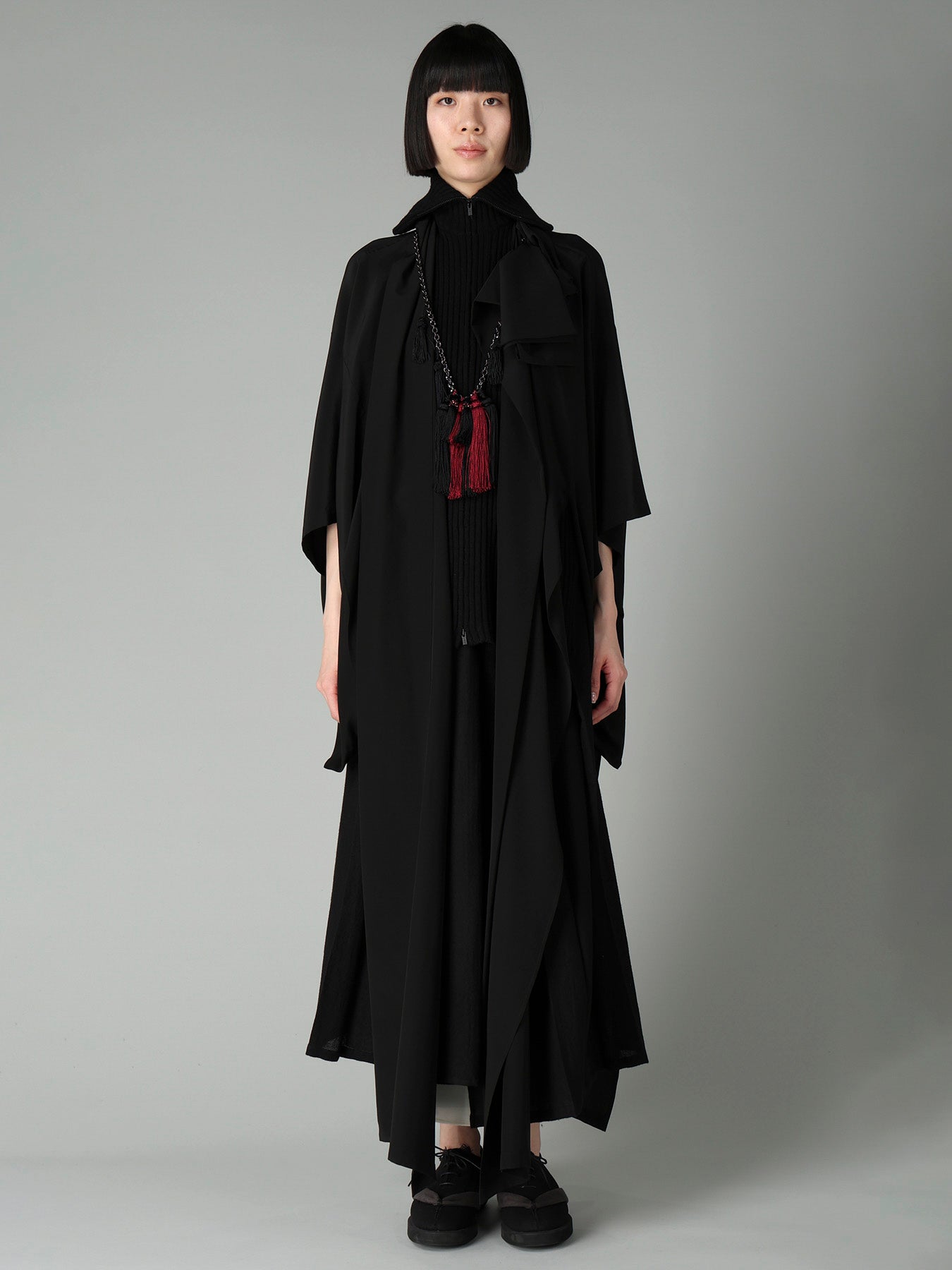 16MOMME DE CHINE KNIT COMBI KIMONO COAT