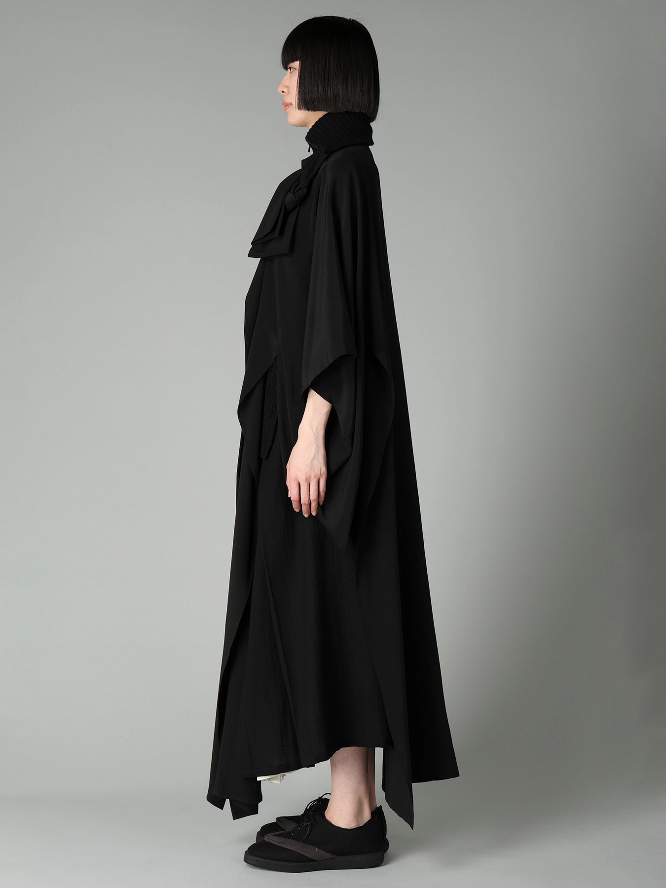 16MOMME DE CHINE KNIT COMBI KIMONO COAT