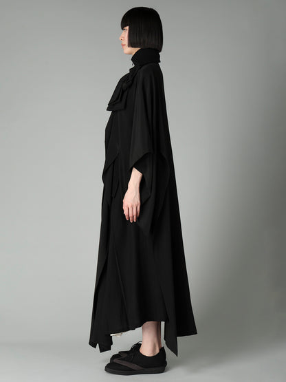 16MOMME DE CHINE KNIT COMBI KIMONO COAT