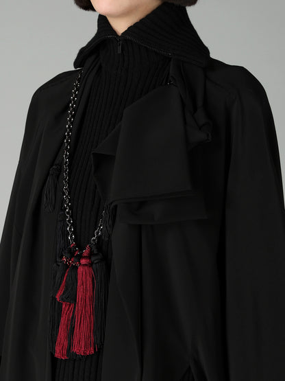 16MOMME DE CHINE KNIT COMBI KIMONO COAT