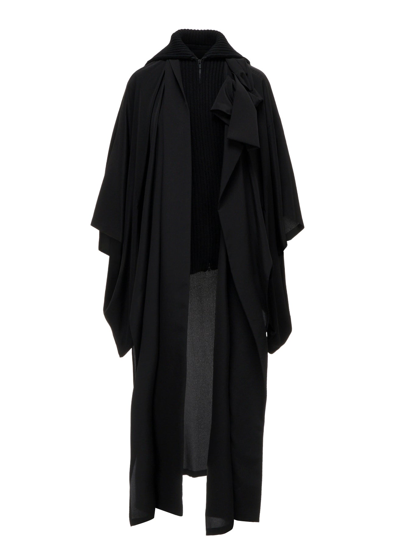 16MOMME DE CHINE KNIT COMBI KIMONO COAT