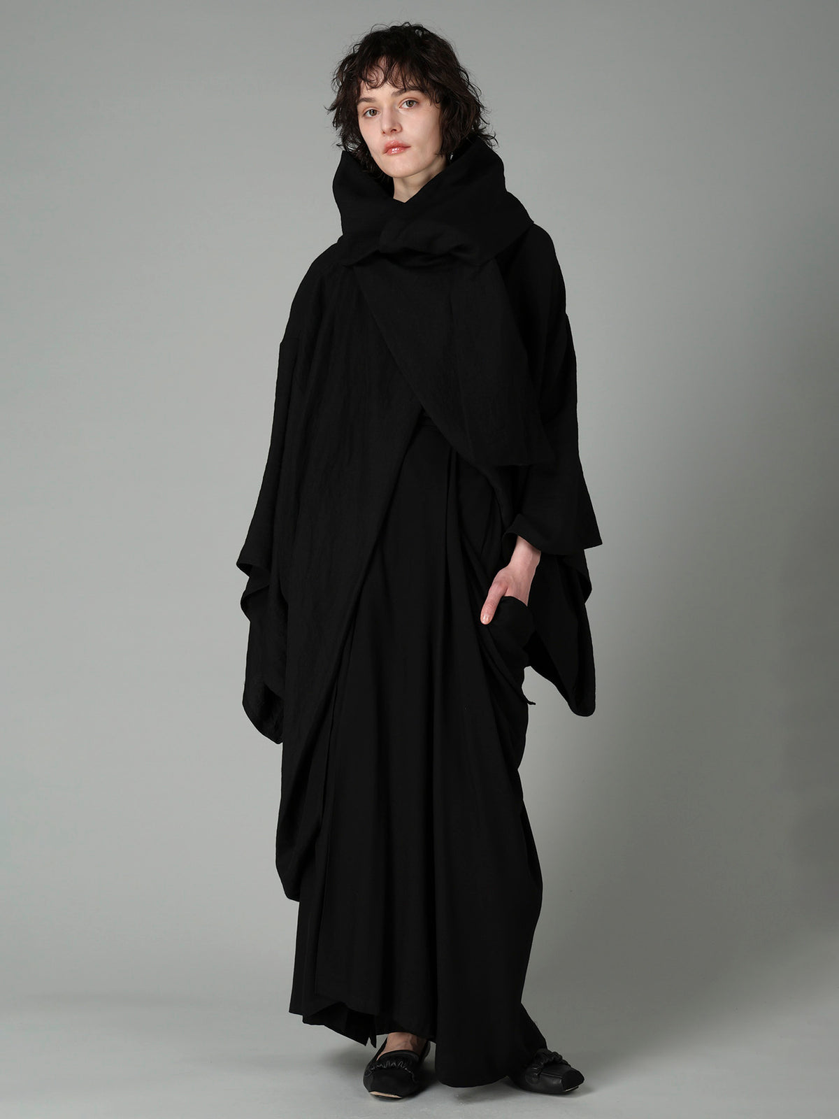 W/Li TWILL STOLE DETAIL COAT