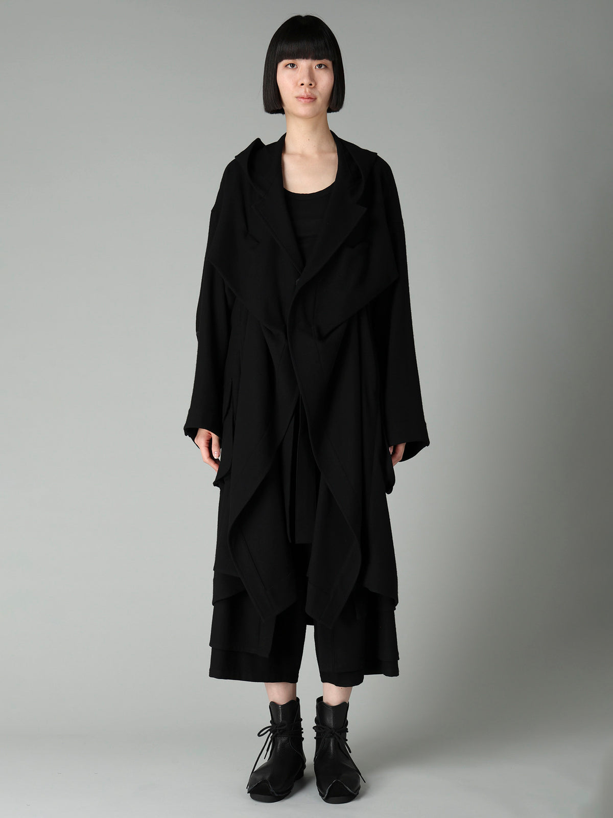 FLANNEL HOODED O SLEEVE COAT