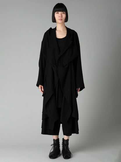 FLANNEL HOODED O SLEEVE COAT