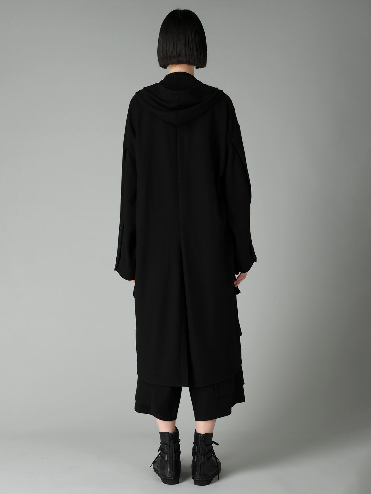 FLANNEL HOODED O SLEEVE COAT