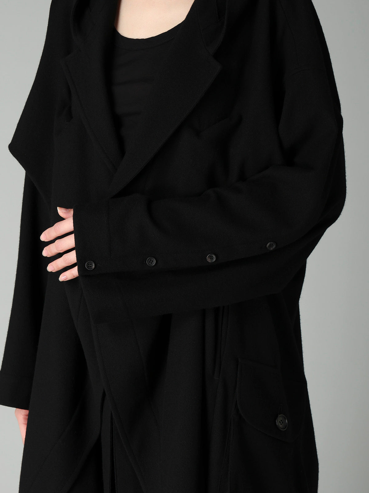FLANNEL HOODED O SLEEVE COAT