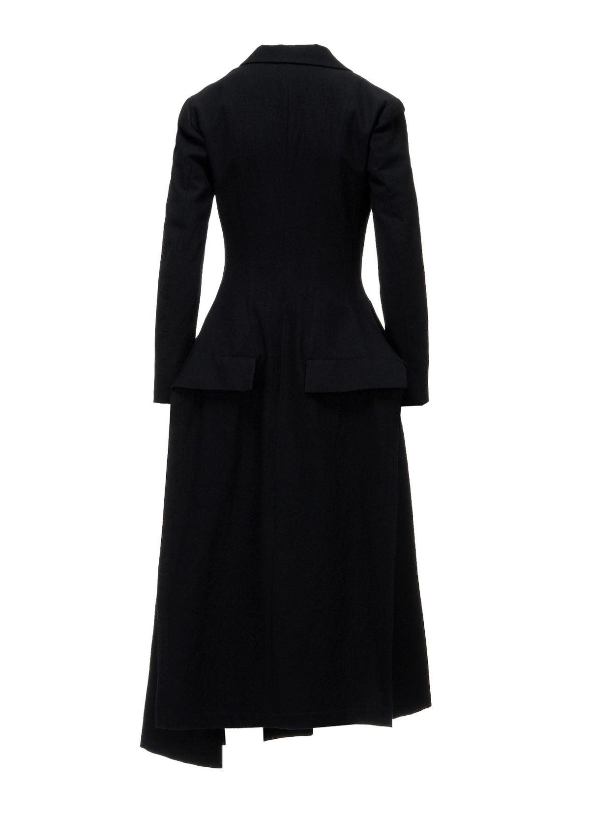 MILLED GABARDINE PEAKED FLARE LONG COAT
