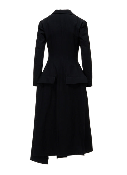 MILLED GABARDINE PEAKED FLARE LONG COAT