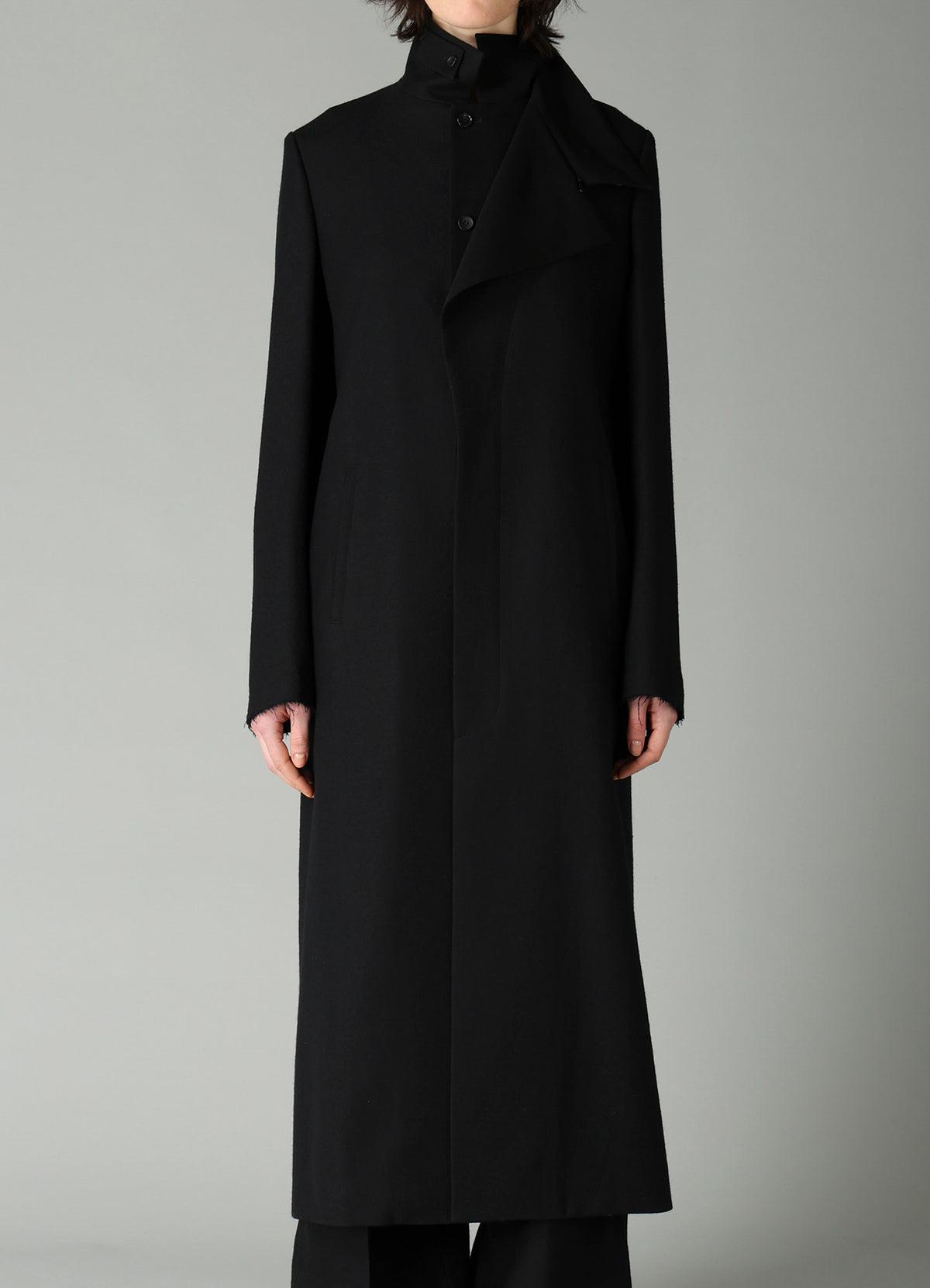W/SAXONY R DOUBLE LAYERED LONG COAT