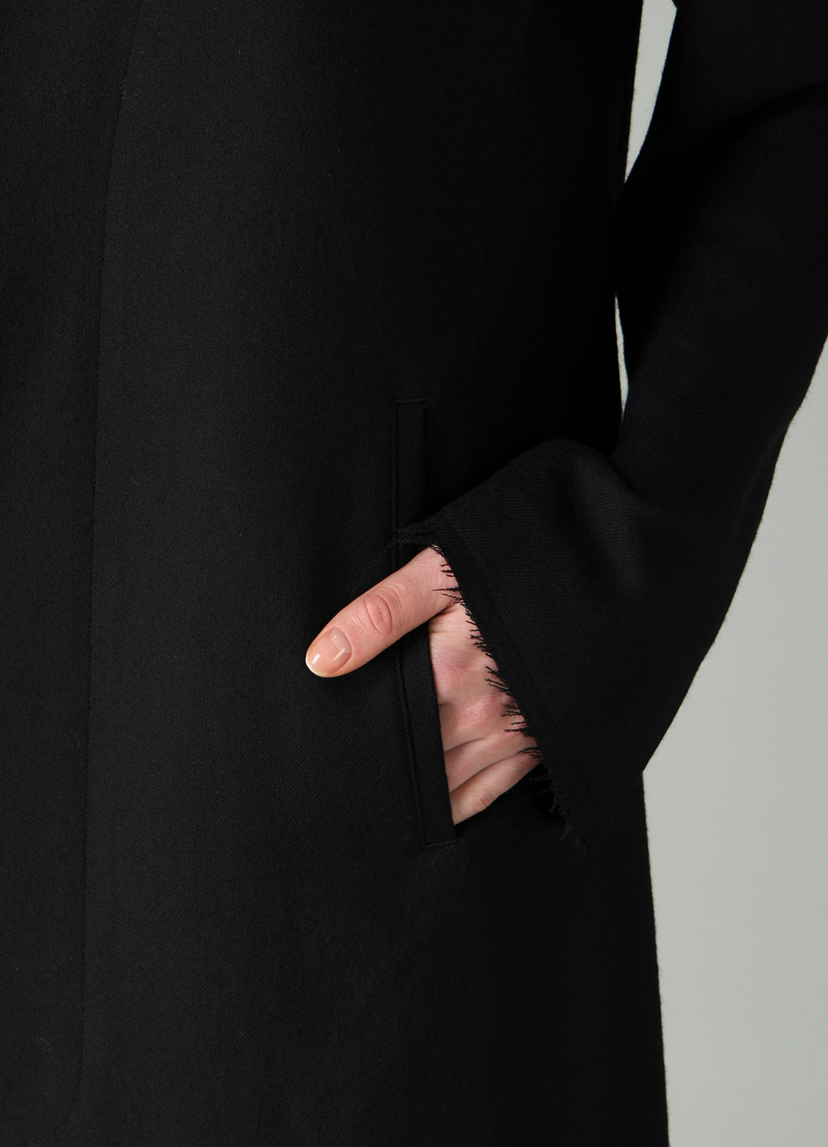 W/SAXONY R DOUBLE LAYERED LONG COAT