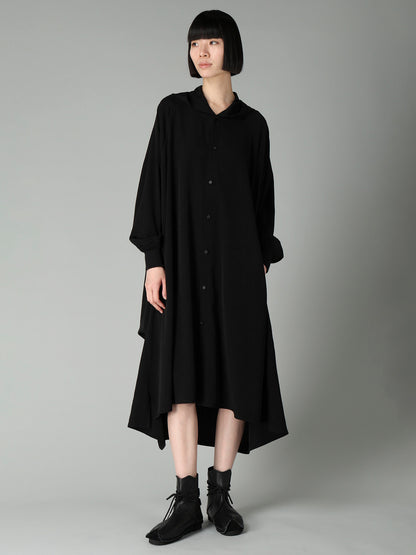 Ta/Pe CREPE DE CHINE HOODED RAGLAN SLV DRESS