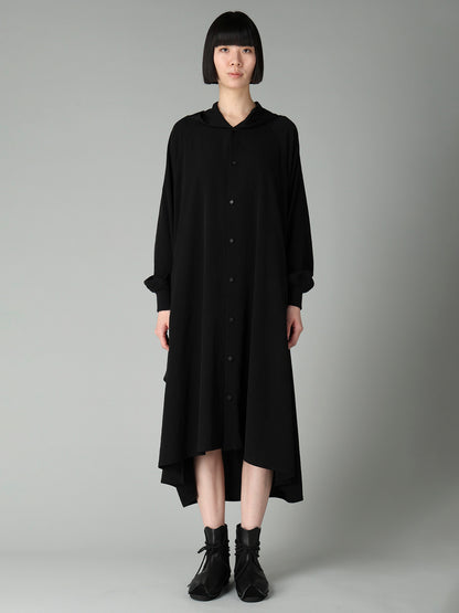 Ta/Pe CREPE DE CHINE HOODED RAGLAN SLV DRESS