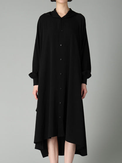 Ta/Pe CREPE DE CHINE HOODED RAGLAN SLV DRESS