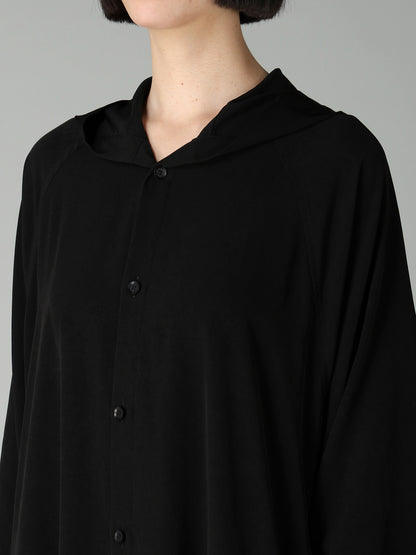 Ta/Pe CREPE DE CHINE HOODED RAGLAN SLV DRESS