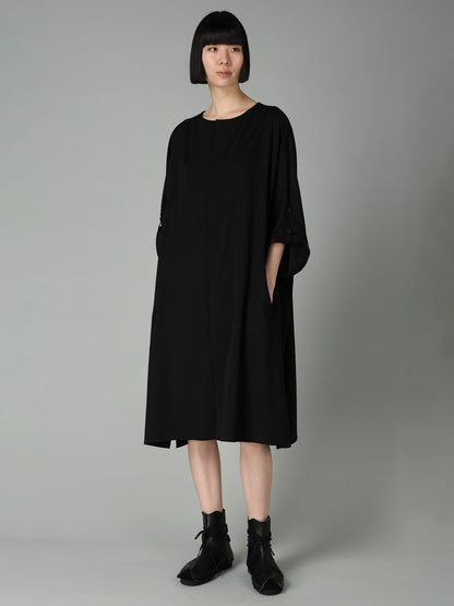 GABARDINE ROUND NECK DRESS