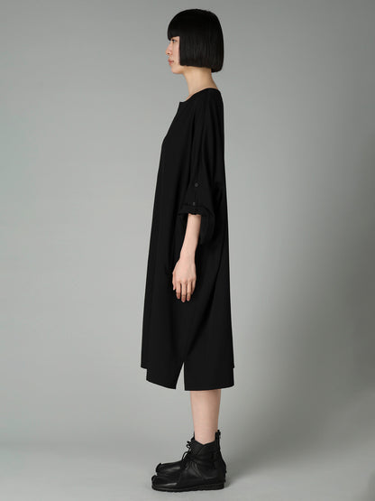 GABARDINE ROUND NECK DRESS