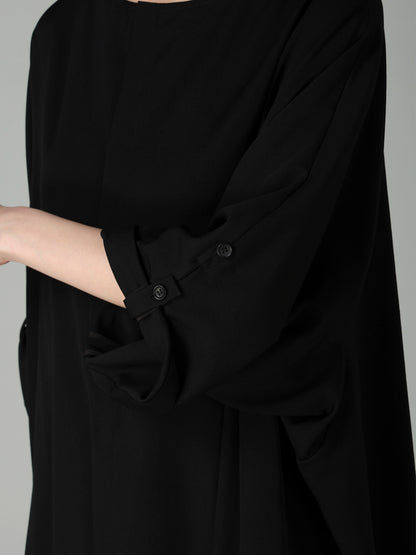 GABARDINE ROUND NECK DRESS