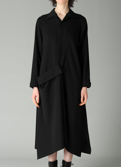 GABARDINE R DRAPE DETAIL SHIRT DRESS