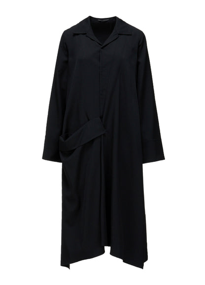 GABARDINE R DRAPE DETAIL SHIRT DRESS