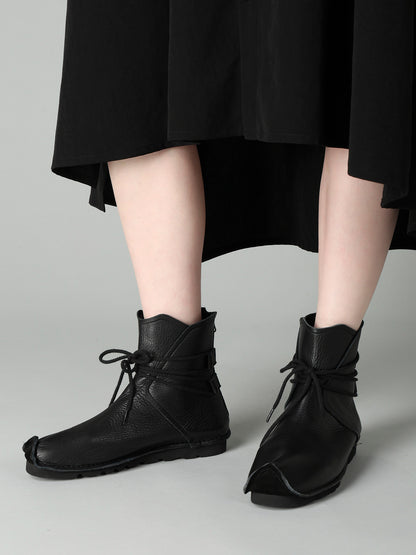 NATURAL SHRINK LEATHER WRAPPED LACE BOOTS