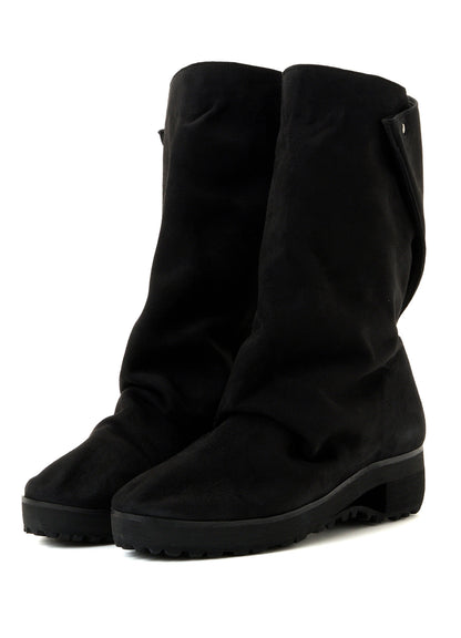 SHEEP SUEDE BK DRAPED BOOTS