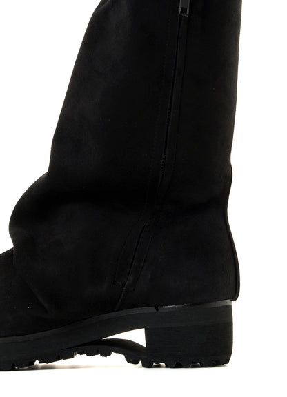 SHEEP SUEDE BK DRAPED BOOTS