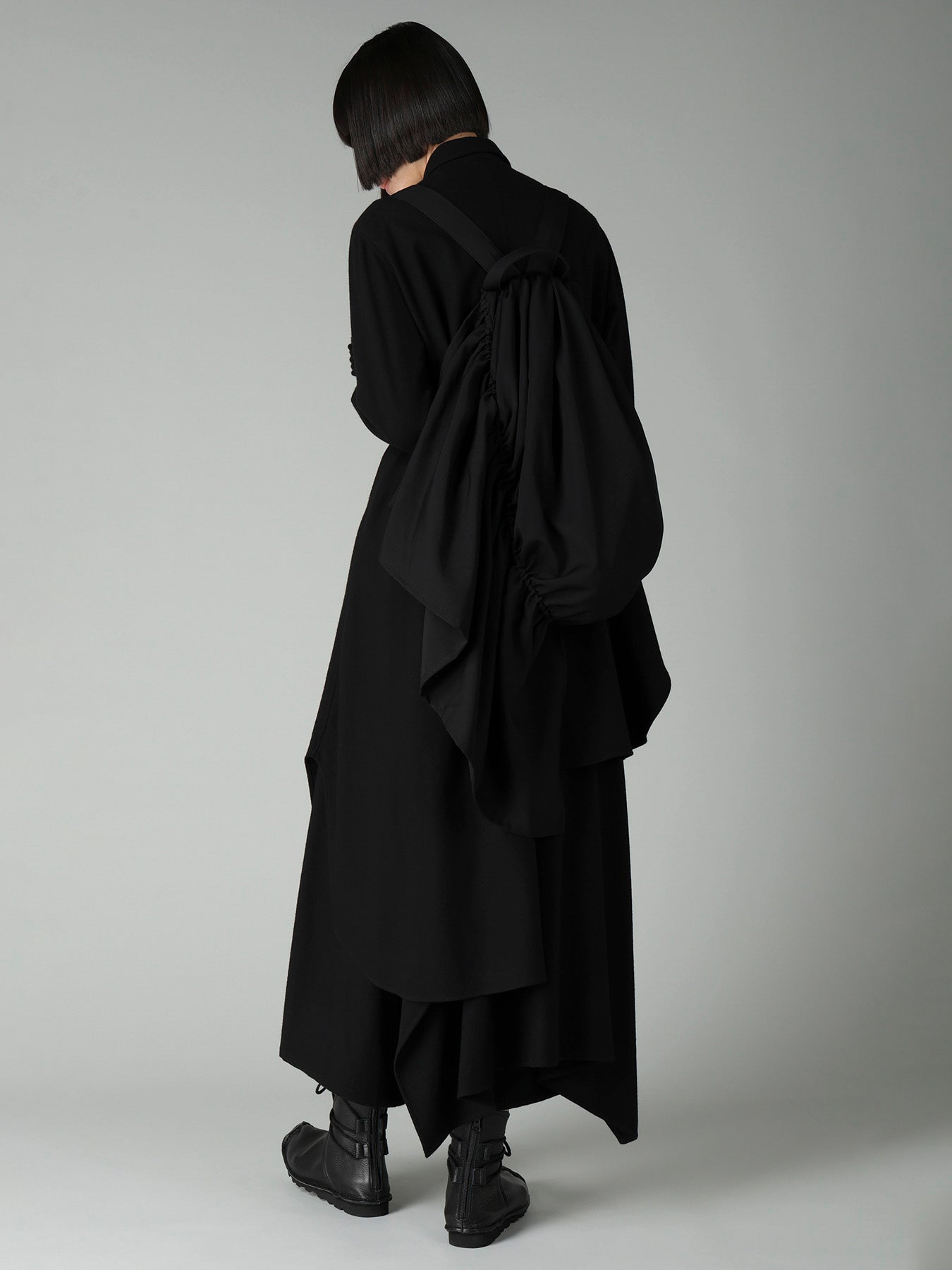 WOOL GABARDINE/Ny SHIRRING BACKPACK