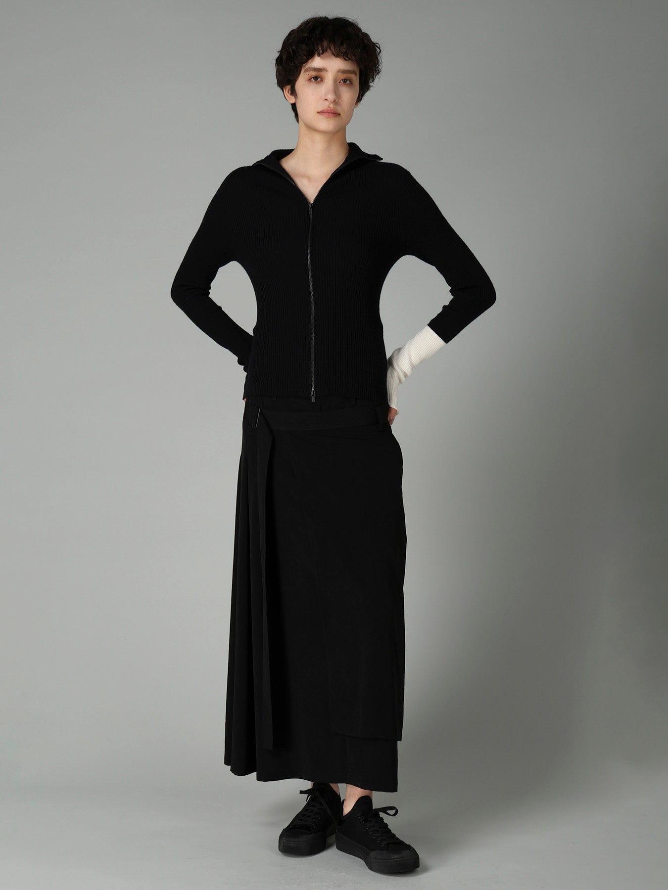 12G1P 2x1 COLOR COMBI RIB ZIP CARDIGDAN – THE SHOP YOHJI YAMAMOTO