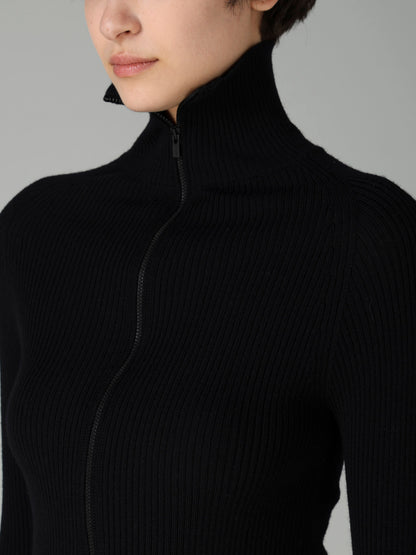 12G1P 2x1 COLOR COMBI RIB ZIP CARDIGDAN