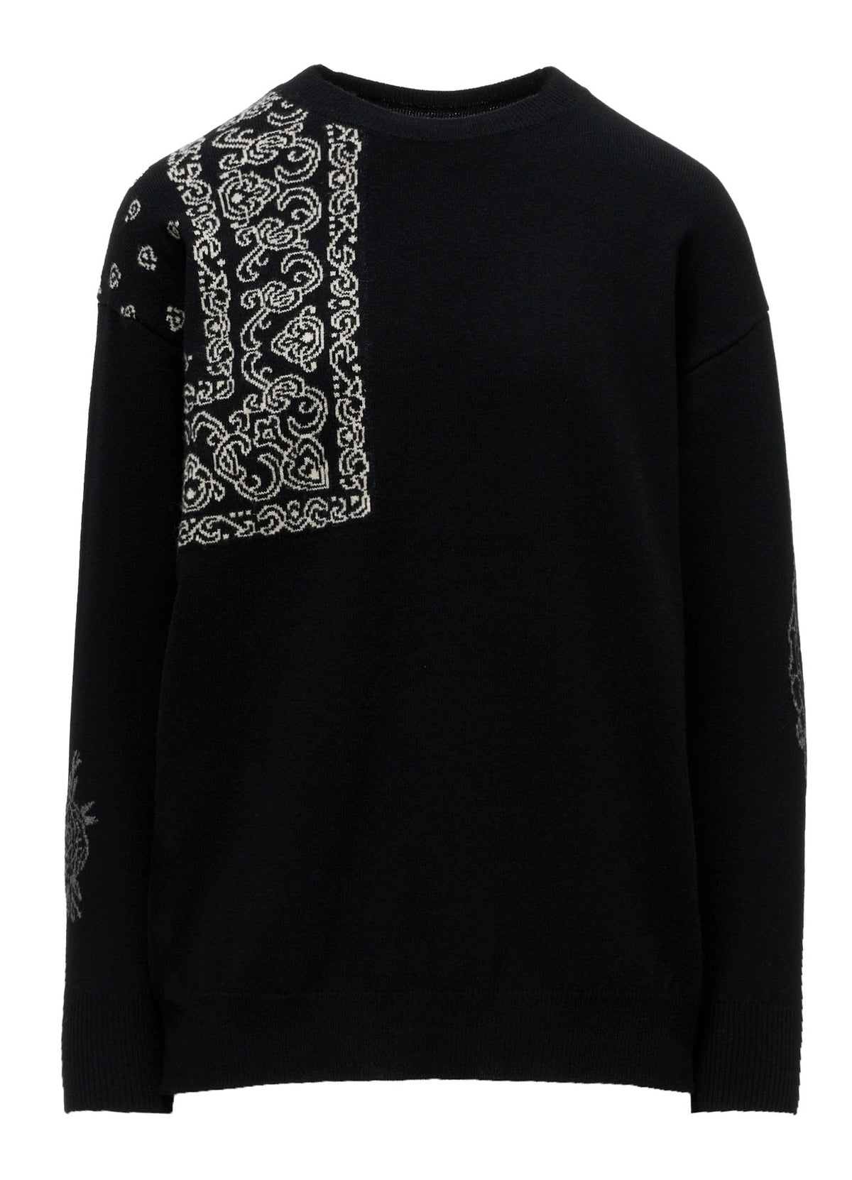 LANA　BILZERIAN INTARSIA+JQ ROUND NECK PULLOVER