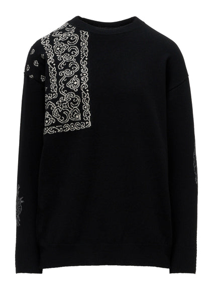 LANA　BILZERIAN INTARSIA+JQ ROUND NECK PULLOVER