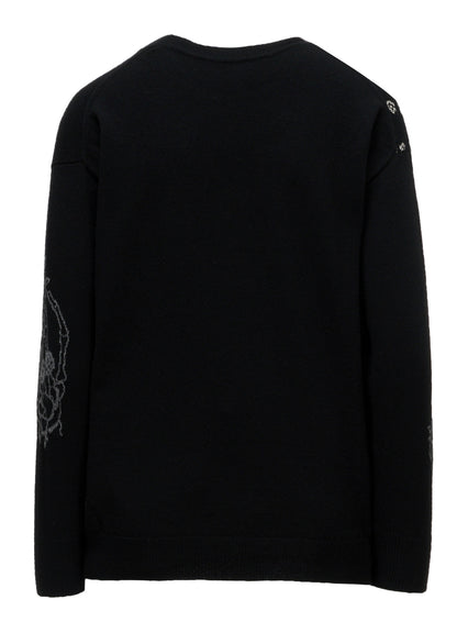 LANA　BILZERIAN INTARSIA+JQ ROUND NECK PULLOVER