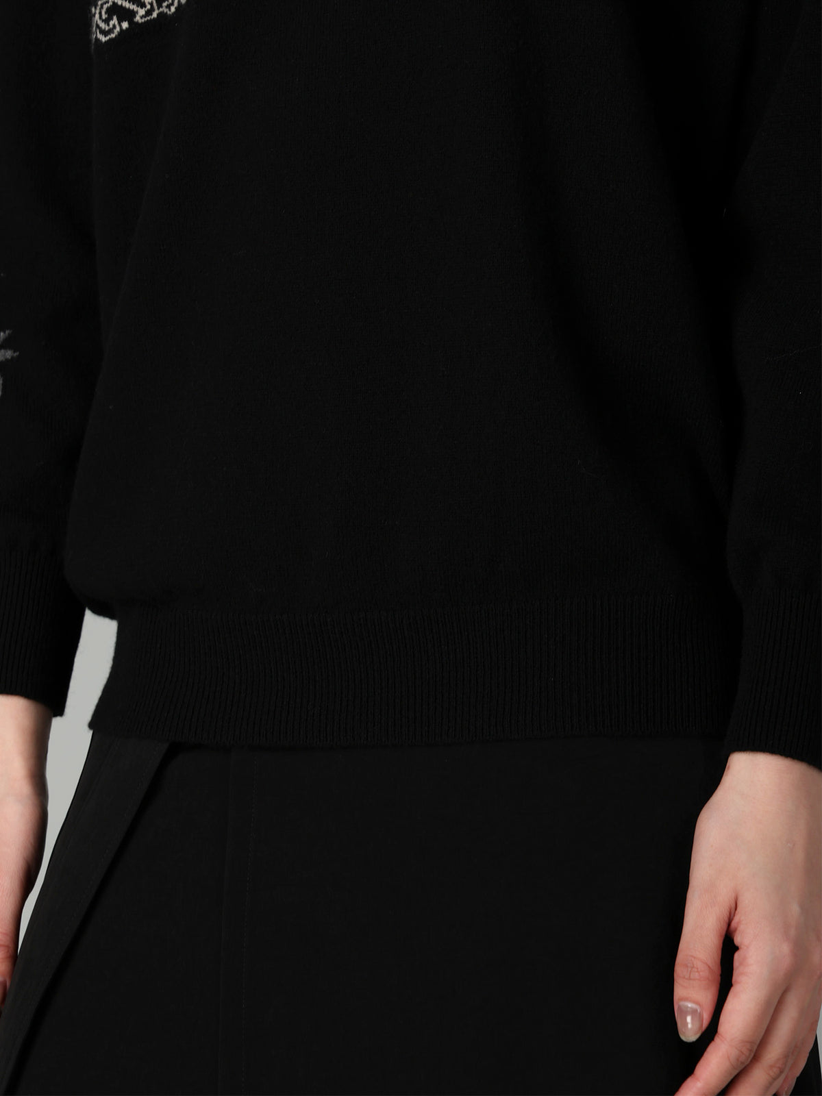 LANA　BILZERIAN INTARSIA+JQ ROUND NECK PULLOVER